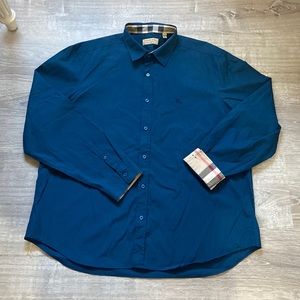 Mens BURBERRY COLLARED LONG SLEEVE BUTTON DOWN DRESS SHIRT